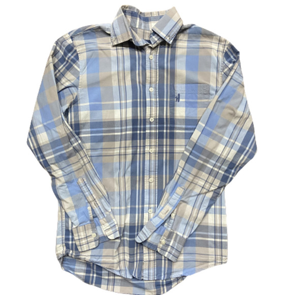Johnnie-O Blue Cotton Tan Plaid Button Down Shirt L/S Men's Size Small - Picture 8 of 8